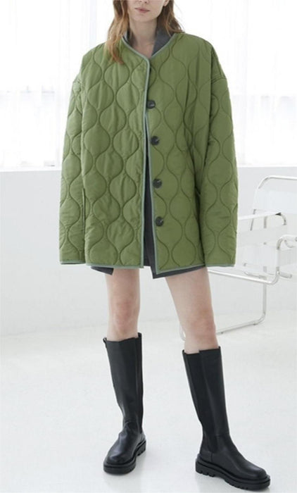 Summer Wind Women Diamond Lattice Large Version Cotton Coat