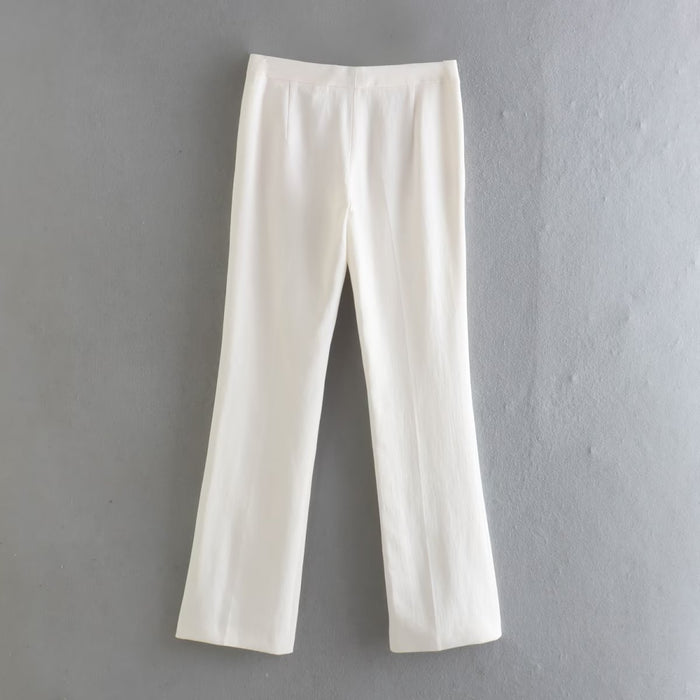 Autumn Women Clothing Elegant Trousers Split Straight Pants