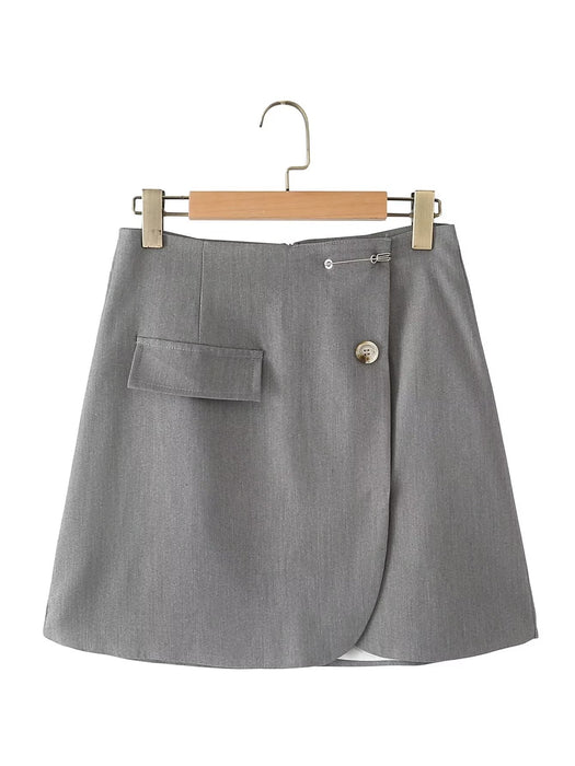 Spring High Waist Stitching Skirt A Line Skirt Short Skirt Women Chic