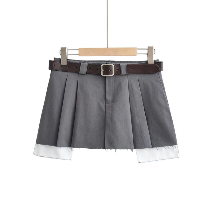 Sexy Short Skirt Women Summer Preppy Frayed Pleated Skirt Sexy A line Skirt