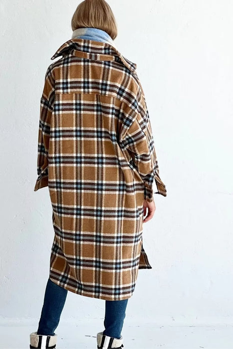 Ldle Plaid Shirt Women Autumn Graceful Fashionable Large Pocket Mid Length Coat  Top Trendy Outerwear