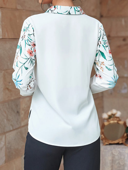 Women Spring Fall Office Elegant Embroidery Long Sleeve Shirts