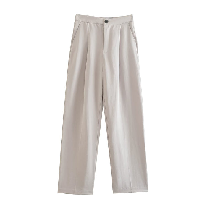 Summer Wind Women White Casual Straight Trousers