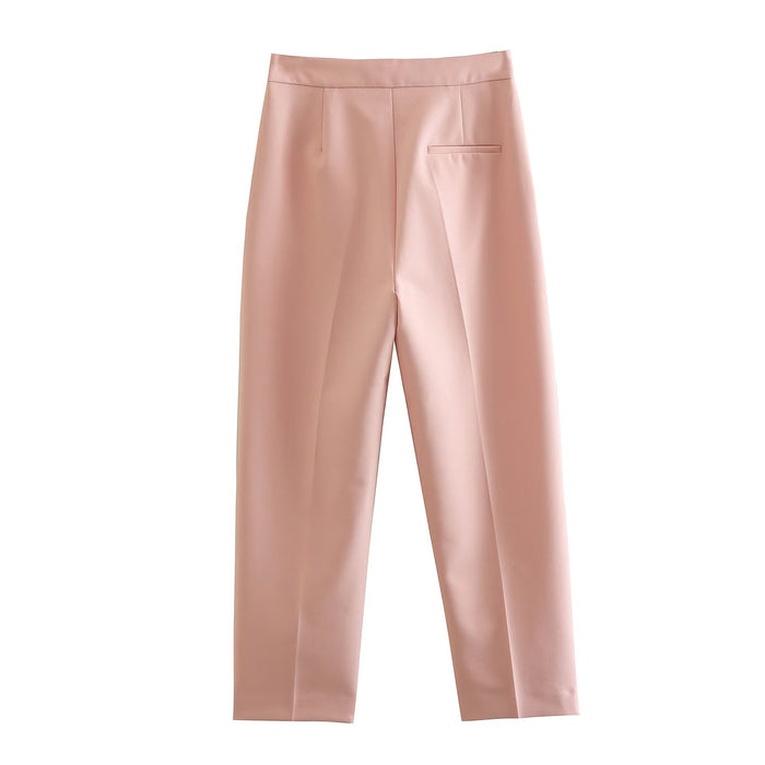 Spring Summer Casual Pink High Slimming Straight Loose Women Casual Work Pant