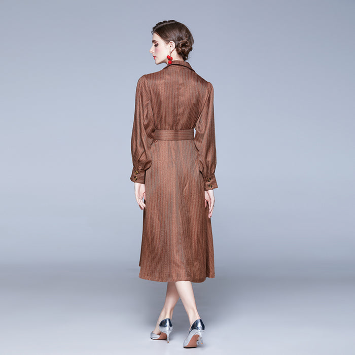 Women A Line Shirt Collared Midi Dress