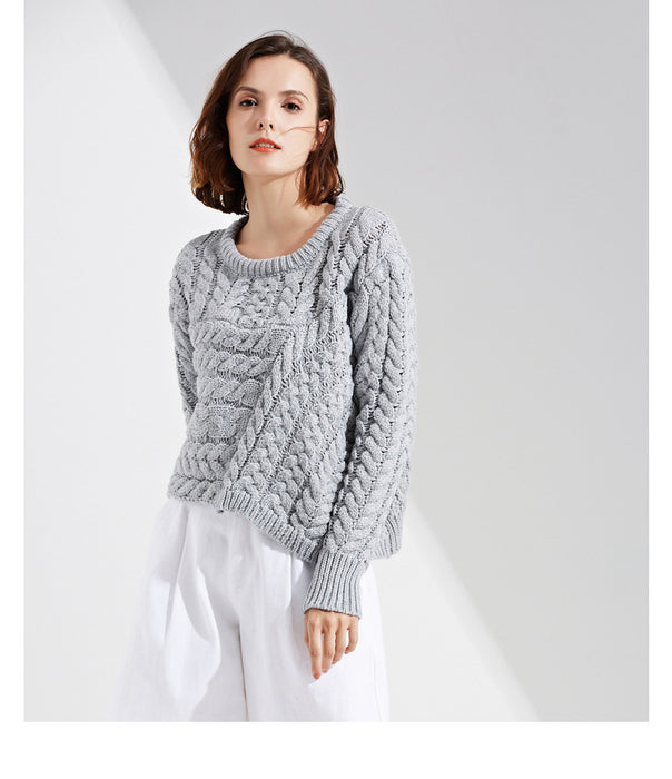 Loose Sweater Women Cable Knit Pullover Knitwear Autumn Lazy Top Knitted Sweater Tide