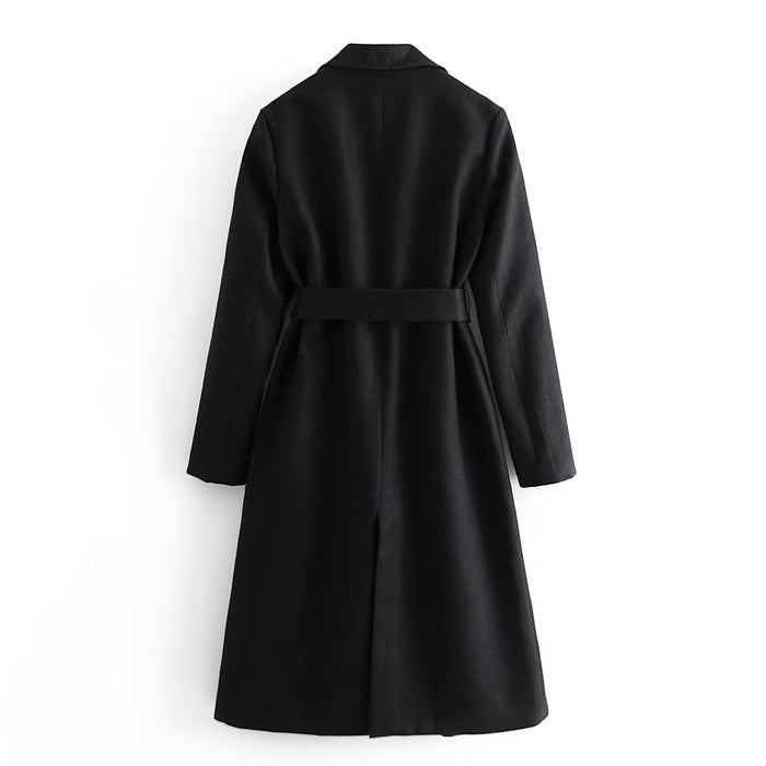 Women Belt Wool Coat Coat Casual