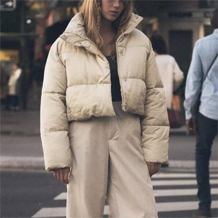 Street Shooting Hipster Loose Collared Jacket Cotton Padded Coat Women Autumn Winter Casual Short down Coat Jacket