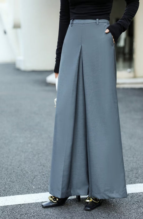 Autumn Winter Elegant High Waist Slimming Loose Wide Leg Pants Work Pant Women