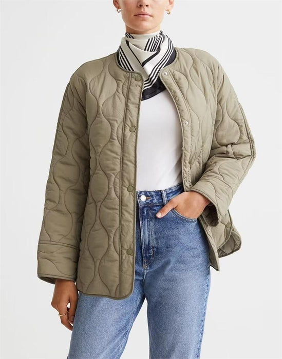 Autumn Winter Cotton Clothing Quilted Jacket Women Loose Profile Single Breasted Cotton Padded Coat