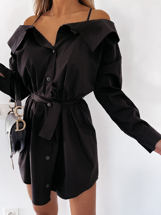 New Suspender Shirt Dress Button