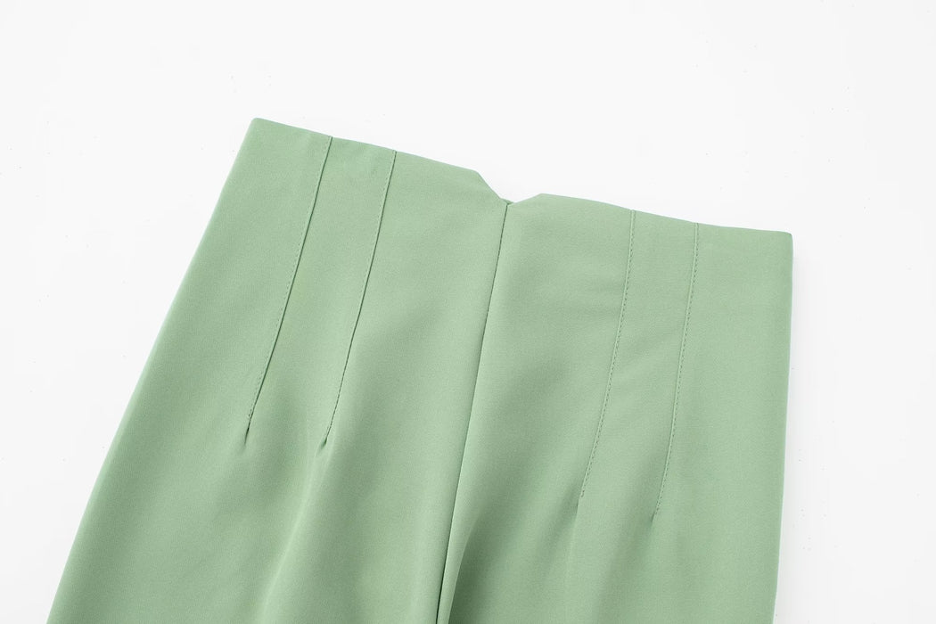 Autumn Elegant Professional High Waist Slimming Green Work Pant Women