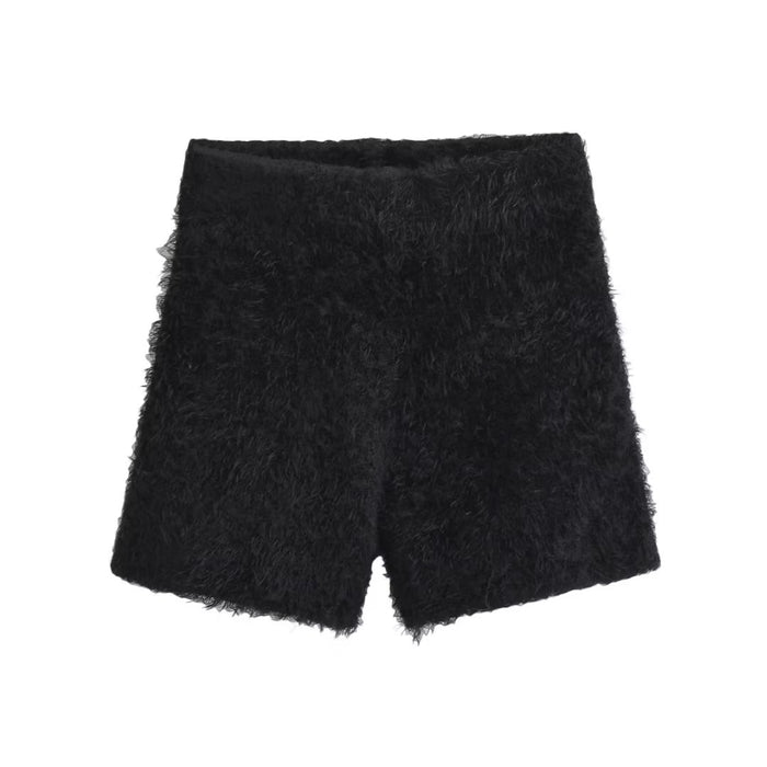 Blogger Furry Mohair Knitted Shorts Sexy Tight Slimming Knitted Shorts