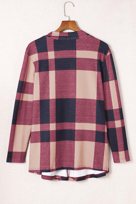 Plaid Tup Cardigan Women Autumn Loose Draped Cardigan A Line Coat Women