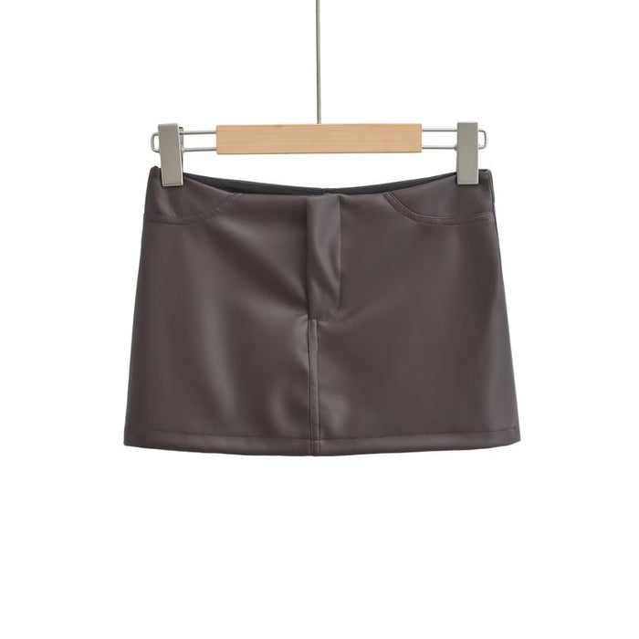 High Waist Hip Skirt Women Autumn Sexy Lining Leather Skirt