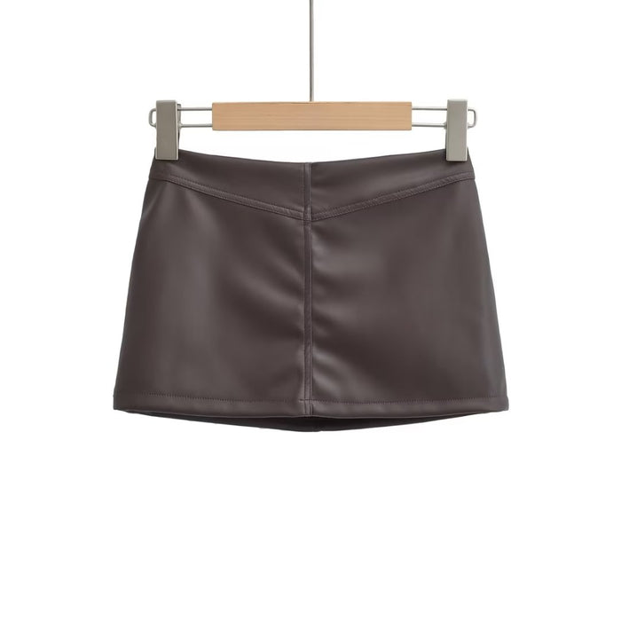 High Waist Hip Skirt Women Autumn Sexy Lining Leather Skirt