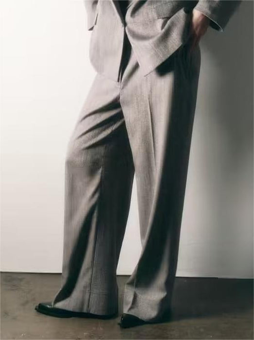 F00168596 Herringbone Twill Wide Leg Pants