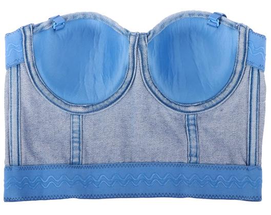 Boning Corset Denim Camisole Women's Summer Short Slim Fit Sexy Backless Inner Wear Base Tube Top Underwear Outer Wear