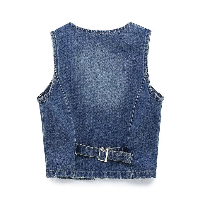 Winter Women  Street  Denim Horse V neck Vest