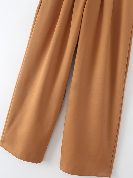 Orange Wide Leg Pants Women Spring Casual Pants High Waist Loose Slimming Draping Effect Straight Work Pant