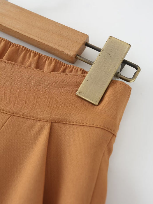 Orange Wide Leg Pants Women Spring Casual Pants High Waist Loose Slimming Draping Effect Straight Work Pant