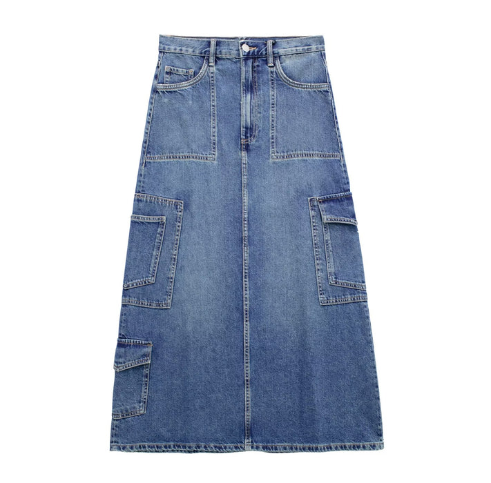 Spring Urban Casual Korean Work Clothes High Waist Wash Denim Skirt