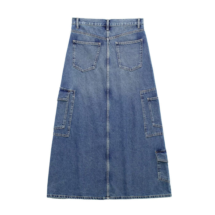 Spring Urban Casual Korean Work Clothes High Waist Wash Denim Skirt