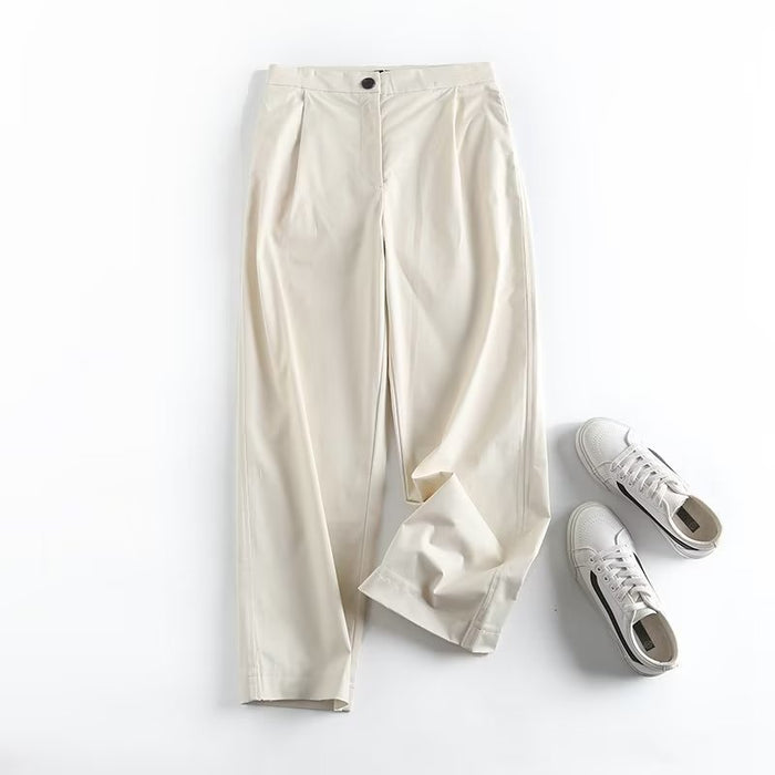 Summer Women Linen Wide Leg Pants Linen Thin Casual Pants Office Professional Women Pants Loose Cropped Pants Women