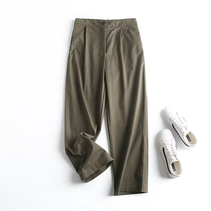 Summer Women Linen Wide Leg Pants Linen Thin Casual Pants Office Professional Women Pants Loose Cropped Pants Women