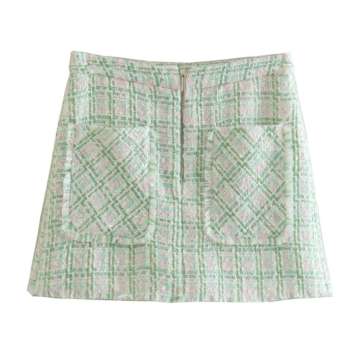 F00171561 Autumn Winter Classic Tweed Elegant High Waist Shorts Short