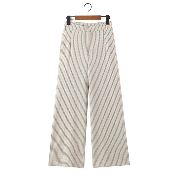 Summer Stripes Wide Leg Pants Women Straight Leg Pants