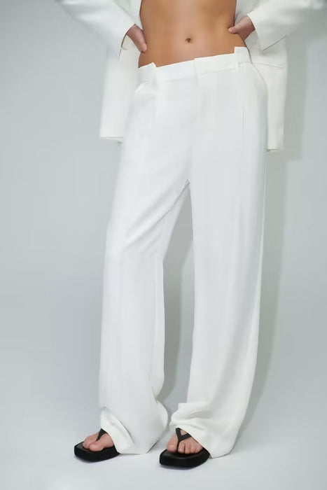 F00171030 Spring Office Loose High Waist Wide Leg Pants Casual Pants