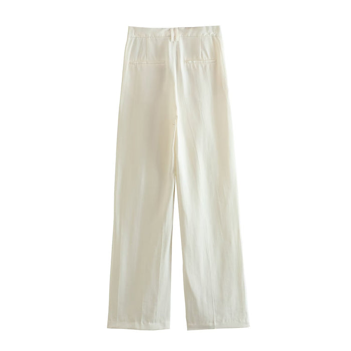 F00171030 Spring Office Loose High Waist Wide Leg Pants Casual Pants