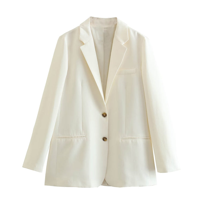 F00171564 White Blazer Women Spring Autumn