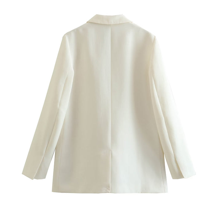 F00171564 White Blazer Women Spring Autumn