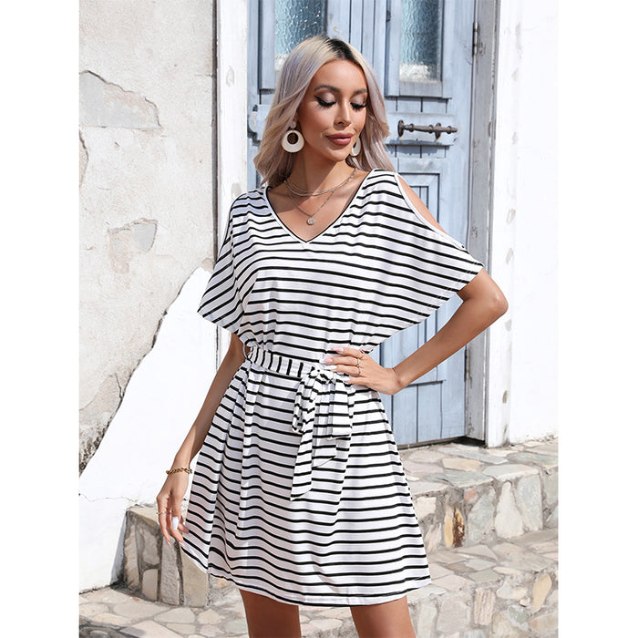 Women  Spring Summer Explosions Foreign Trade Slim Striped Dress