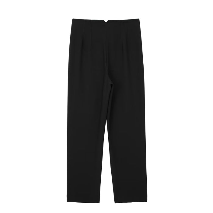 Spring Summer Girls Women Clothing Black Straight High Waist Slimming Pants