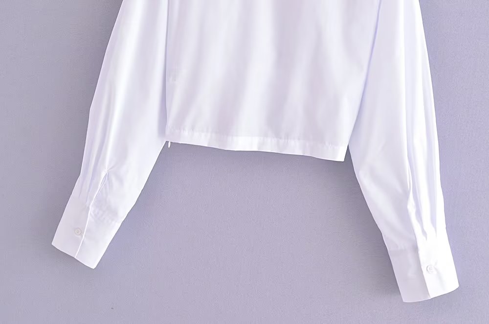 Winter Women Clothing Polo Collar Solid Color Double Pocket Knotted Short Long Sleeve