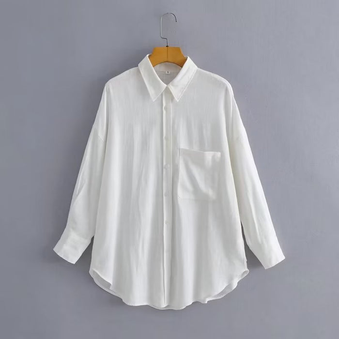 Spring Summer Cotton Linen Long Sleeve Shirt