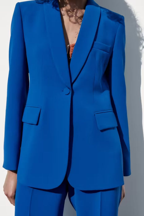 F00173126 Spring Women Solid Color Casual All Matching Pocket Blazer