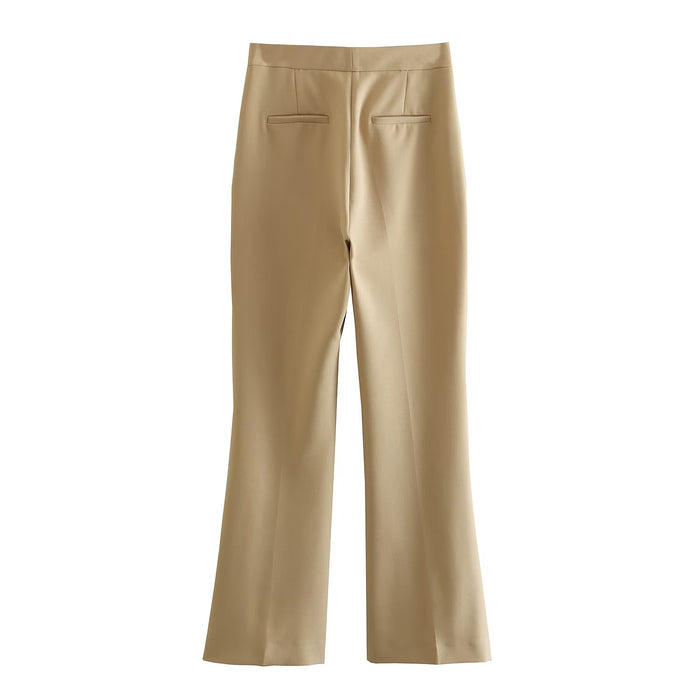 Autumn Women Bell Bottoms Pants Zip Pocket