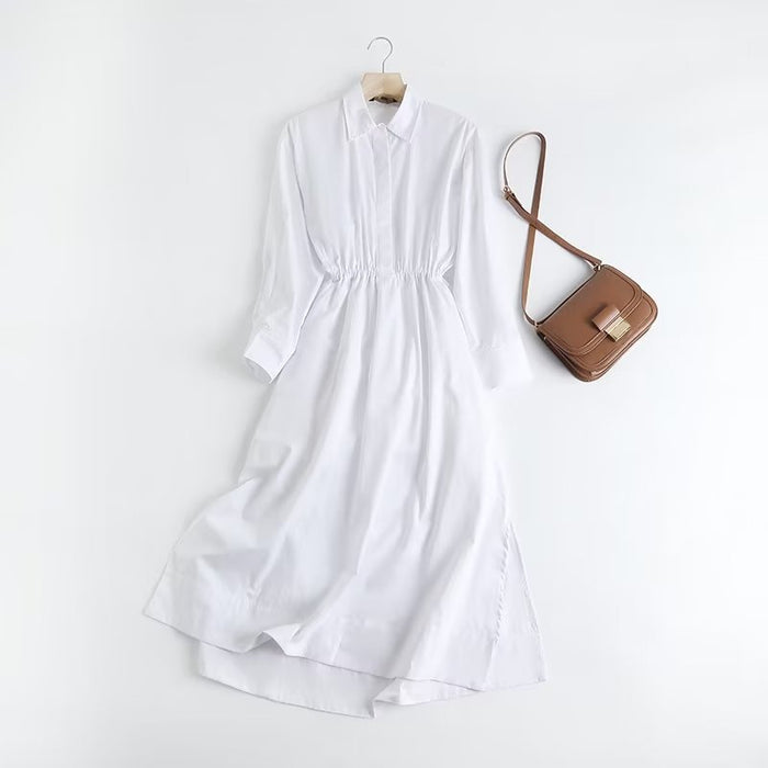 Women Slim Fit Waist Hollow Out Cutout Pleated Shirt Dress Spring Cropped Outfit Sexy Dress