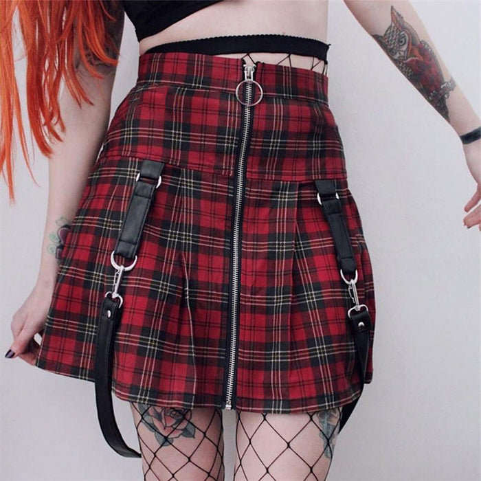 Skirt   Plaid Zipper A- line Skirt Skirt