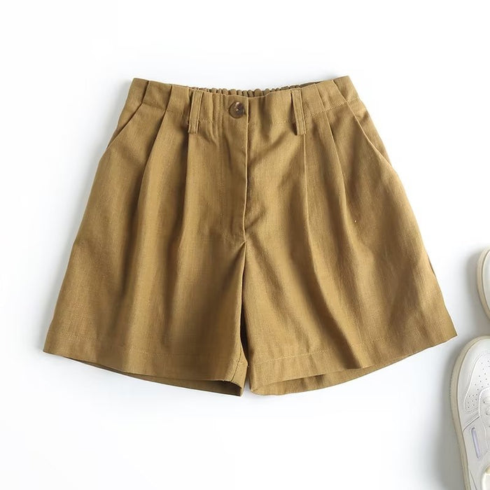 Spring High Waist A line Wide Leg Shorts Solid Color Slim Fit Loose Fitting Pants Women