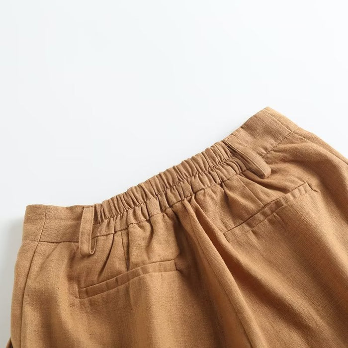 Spring High Waist A line Wide Leg Shorts Solid Color Slim Fit Loose Fitting Pants Women