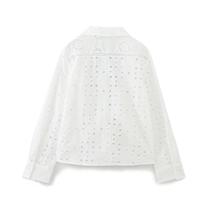 Summer Women  Clothing Niche Embroidery Bow Tie Shirt