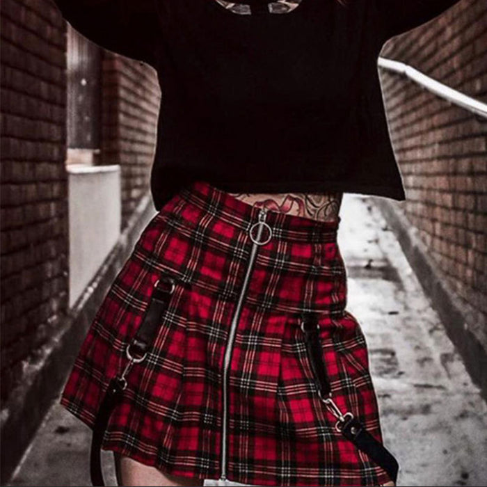 Skirt   Plaid Zipper A- line Skirt Skirt