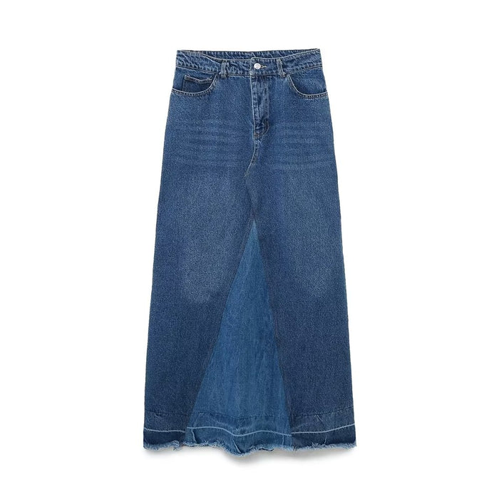 Spring Women Clothing Patchwork Denim Skirt