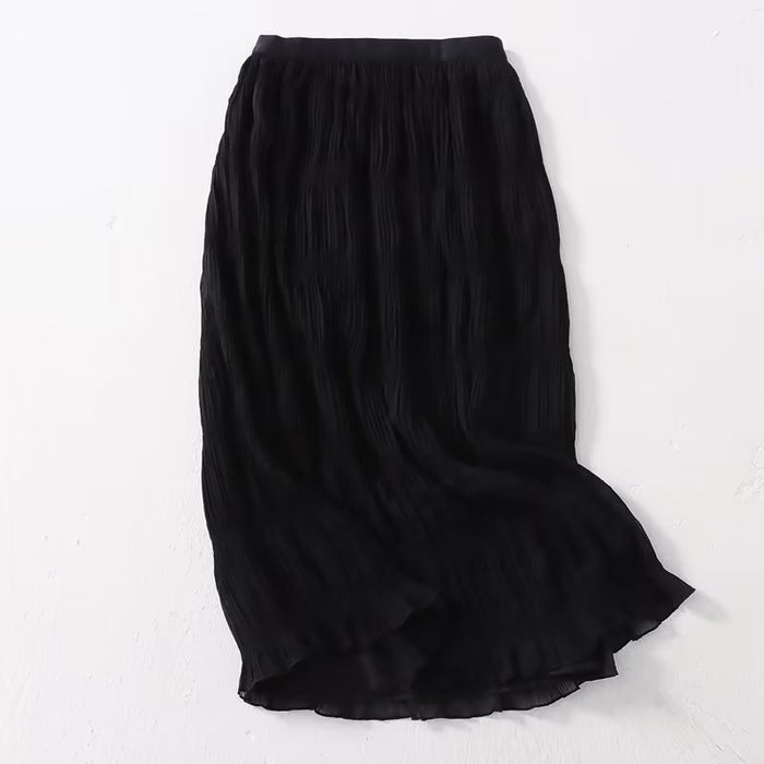 Spring Summer Arrival Skirt Women  Organza Elastic Waist Drape Large Swing Solid Color Skirt