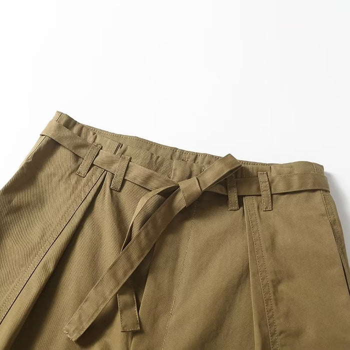 Khaki Casual Shorts Women Summer Thin High Waist Thin Covered Belly Loose Wide Leg Half Pants